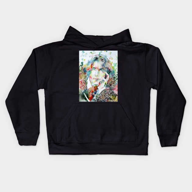 OSCAR WILDE - watercolor portrait.2 Kids Hoodie by lautir